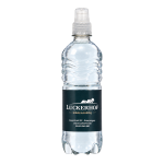 Fles bronwater van 50 cl met transparante sportdop en eigen etiket