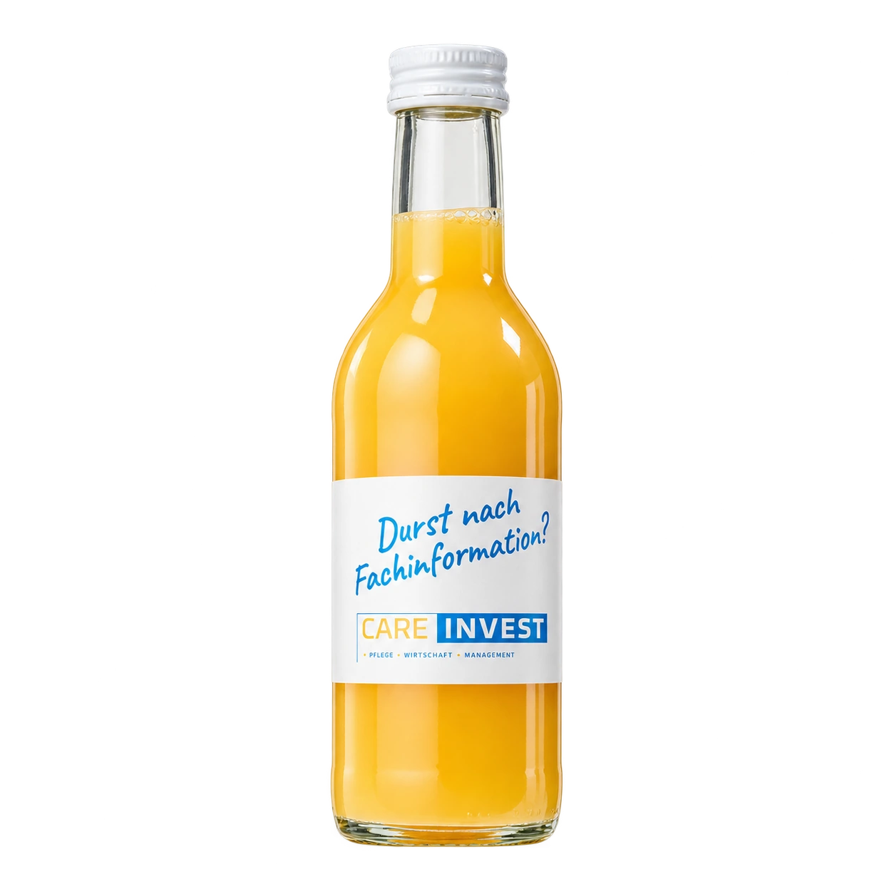 Wasserkonzepte – Flasche Orangensaft mit Logo und Etikett