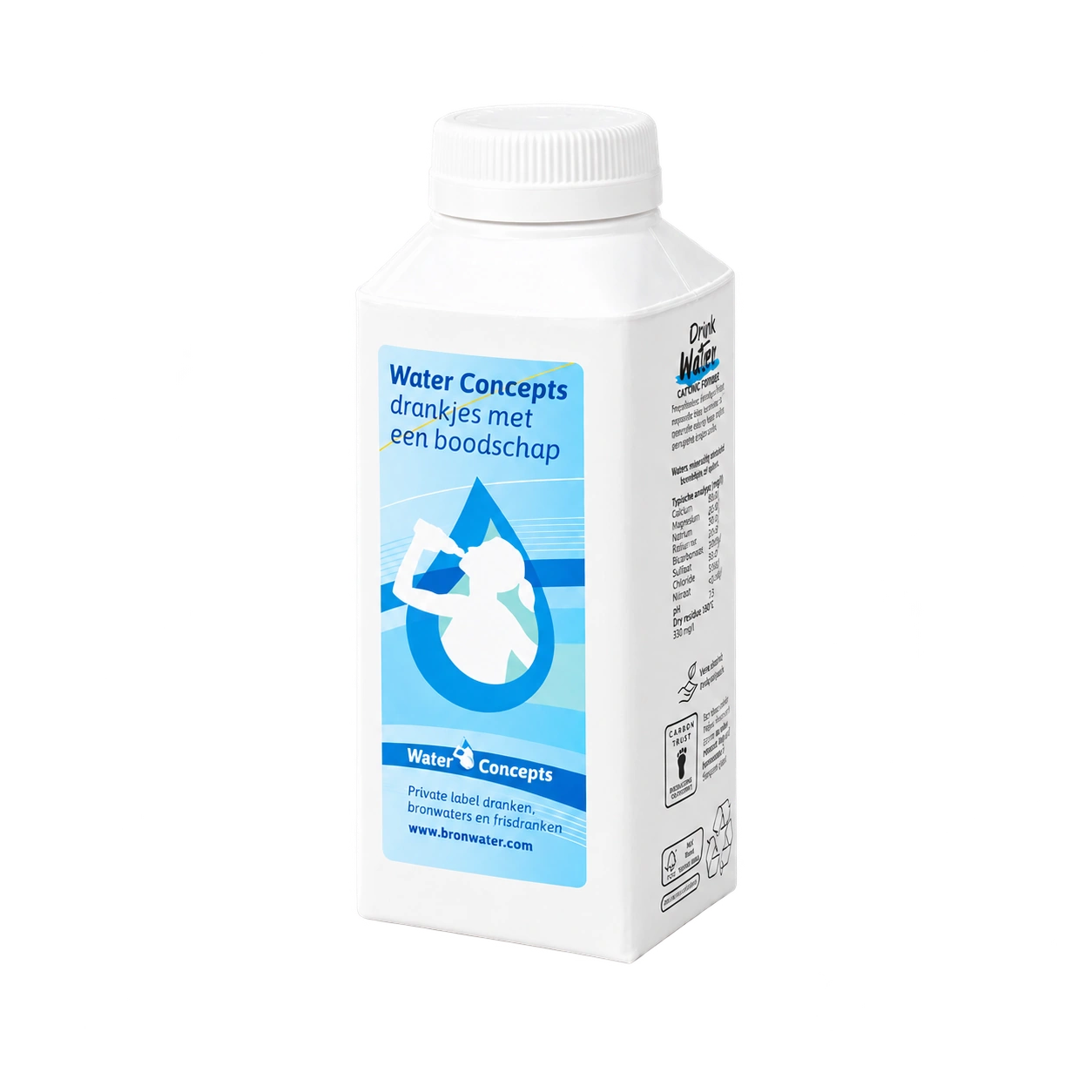 Water Concepts - Cardboard water bottle with logo and print