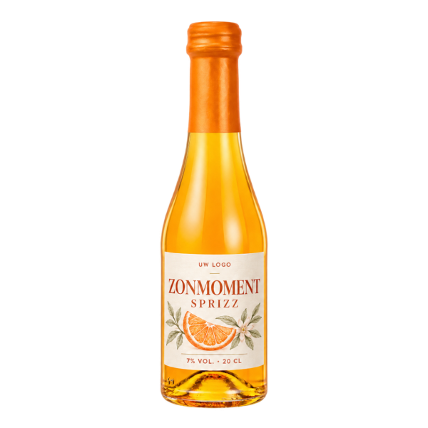 Spritz 20 cl met 7% alcohol en eigen voorbeeldetiket Zonmoment
