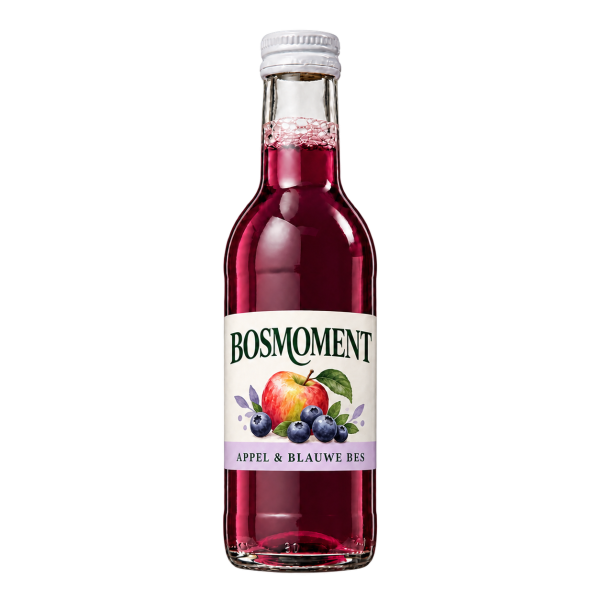 Appel-blauwe bessensap 25 cl met fantasie-etiket BOSMOMENT